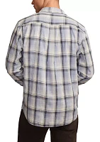 Big & Tall Long Sleeve Plaid One Pocket Poplin Shirt