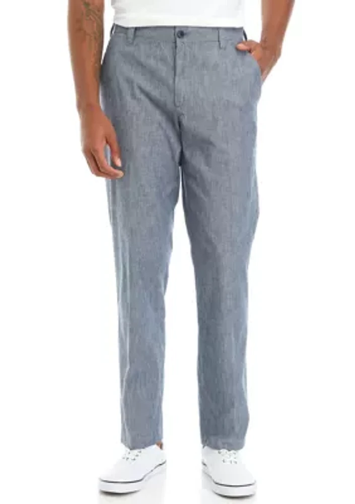 Flat Front Chambray Pants