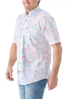 Big & Tall Dockside Chambray Flamingo Print Woven Shirt