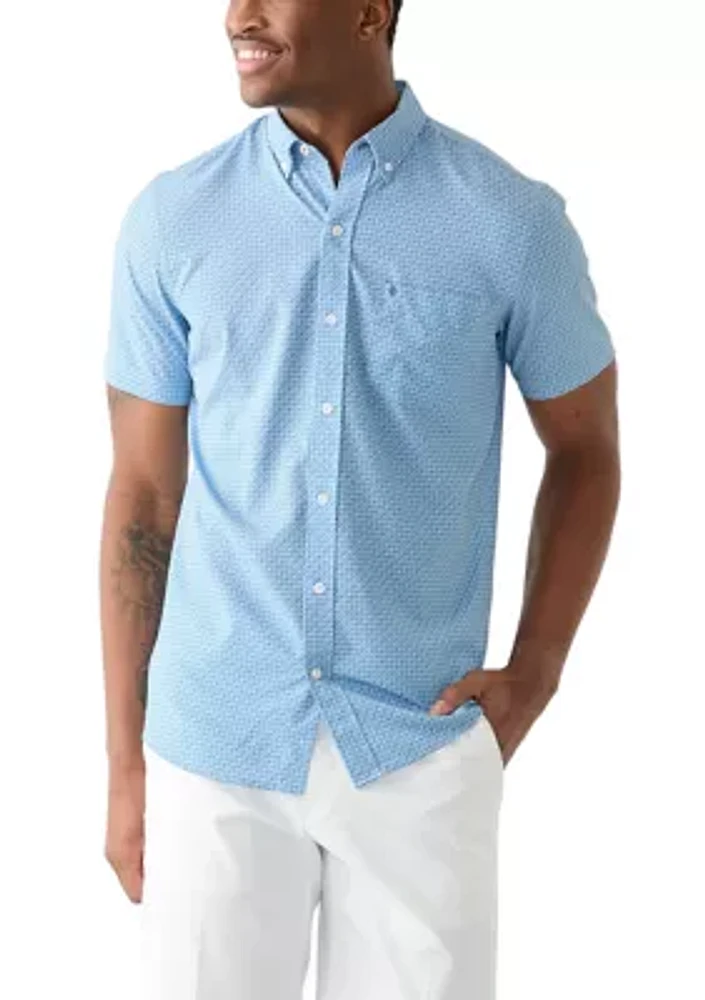 Short Sleeve Printed Button Up Shirt