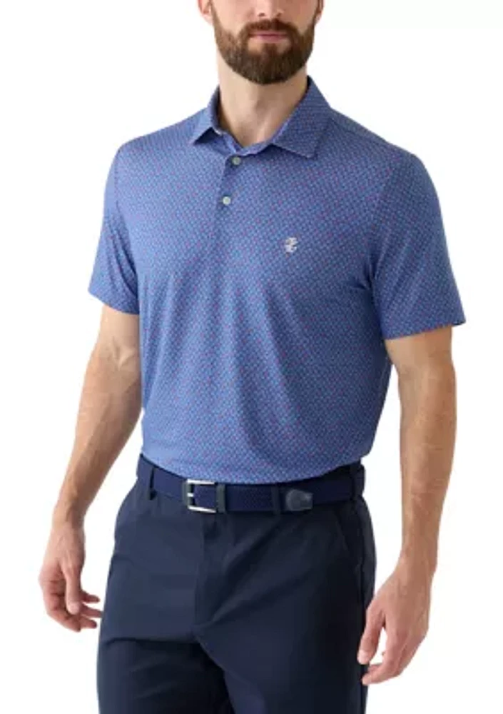 Short Sleeve Crab Print Polo Shirt