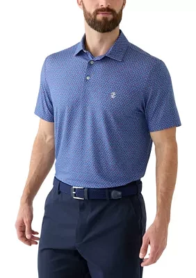 Short Sleeve Crab Print Polo Shirt