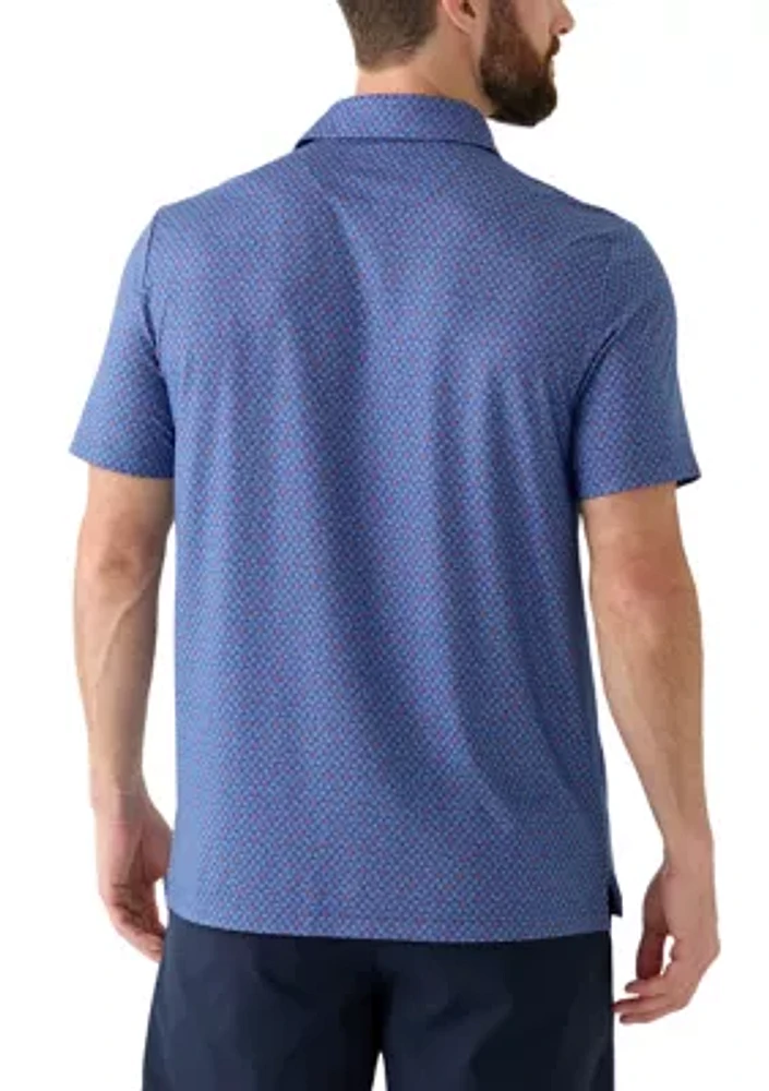 Short Sleeve Crab Print Polo Shirt