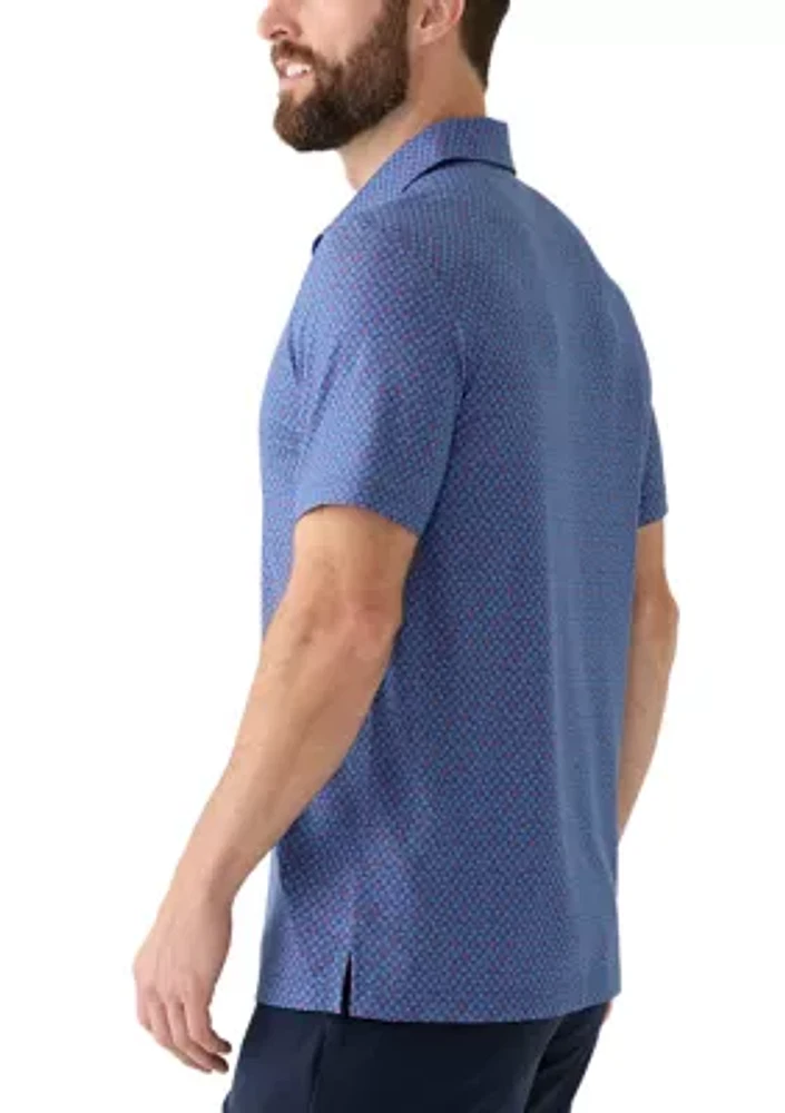 Short Sleeve Crab Print Polo Shirt