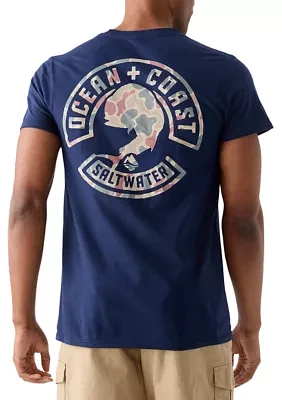 Short Sleeve Camo Fish Graphic T-Shirt