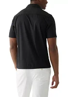 Men's Short Sleeve Stretch Knit Solid Button Down Shirt