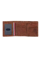 Crunch Leather Trifold Wallet with Enamel Flag