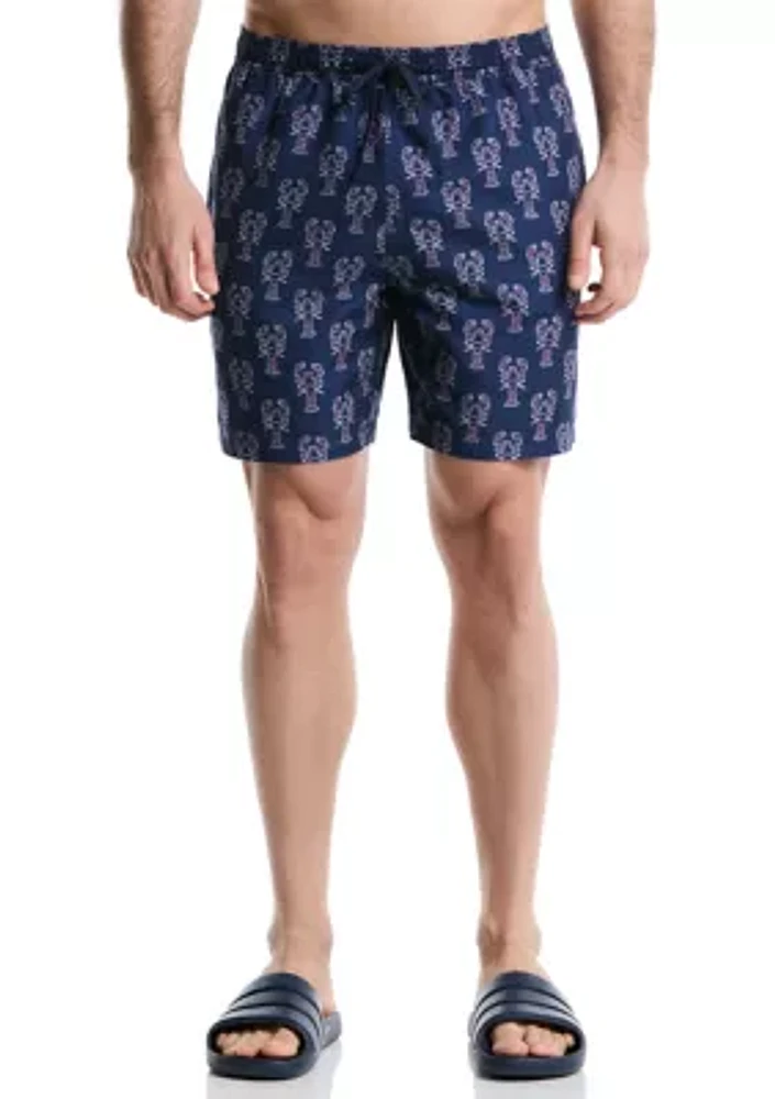 Lobster Print Swim Trunks