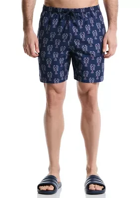 Lobster Print Swim Trunks