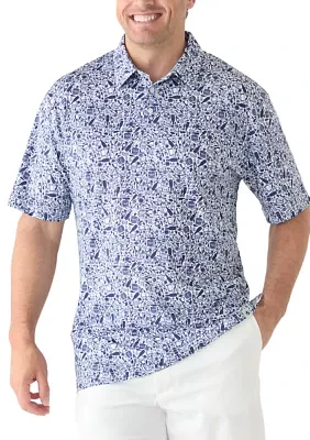 Big & Tall Short Sleeve Football is Life Print Polo Shirt
