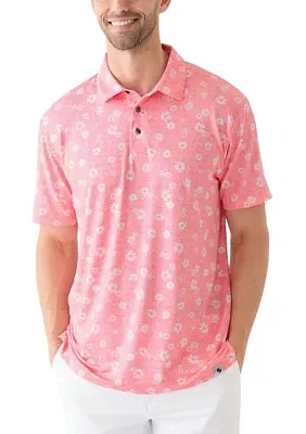 Short Sleeve Floral Print Polo Shirt