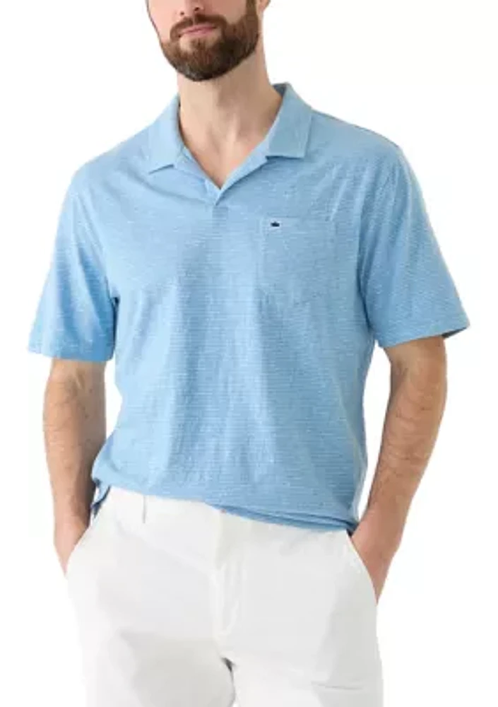 Men's Short Sleeve Slub Striped Polo