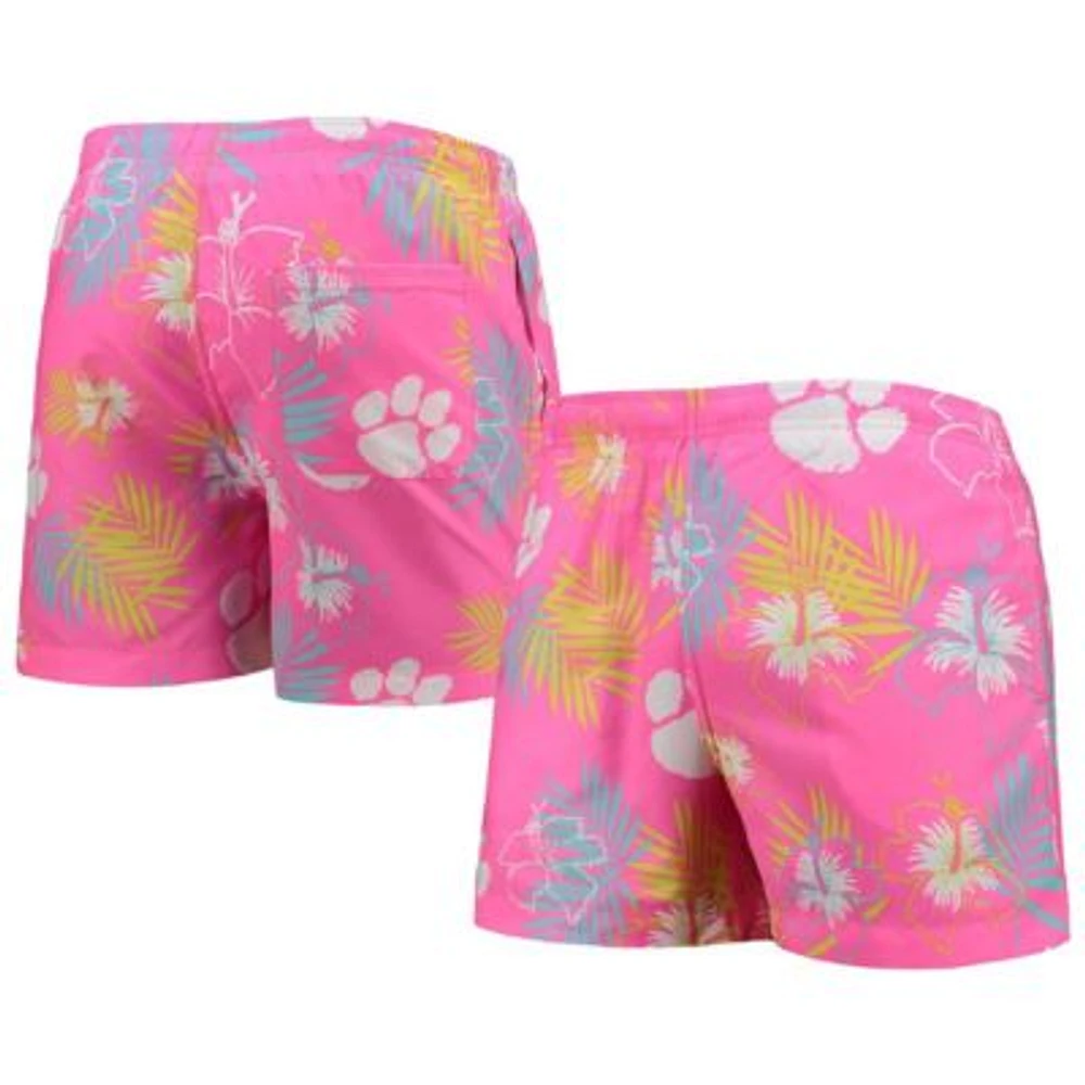 NCAA Clemson Tigers Neon Floral Swim Trunks