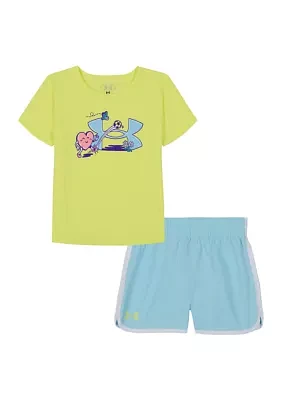 Toddler Girls Graphic Logo T-Shirt and Shorts Set