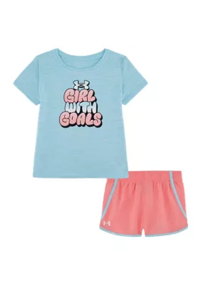 Toddler Girls Girl with Goals Graphic T-Shirt and Shorts Set