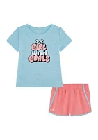Toddler Girls Girl with Goals Graphic T-Shirt and Shorts Set