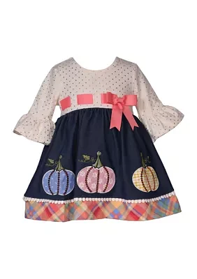 Toddler Girls Pumpkin Appliqué Set