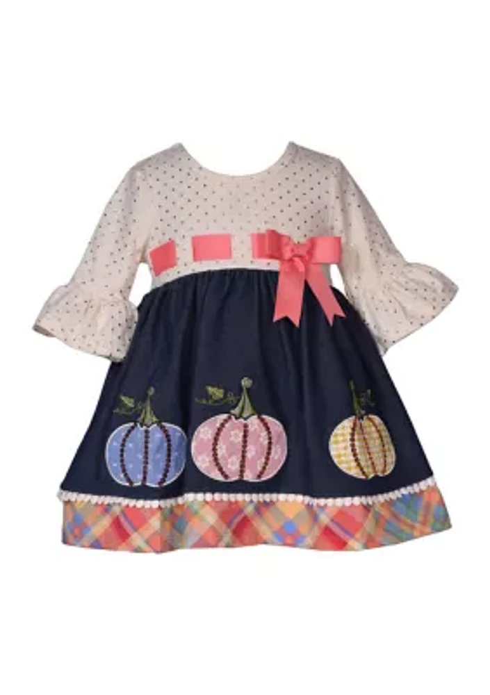 Baby Girls Pumpkin Appliqué Dress