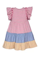 Baby Girls Knit Striped Dress with Headband