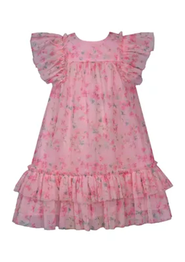 Toddler Girls Floral Mesh Float Dress