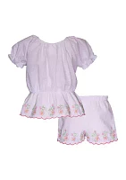 Baby Girls Scalloped Hem Shorts Set