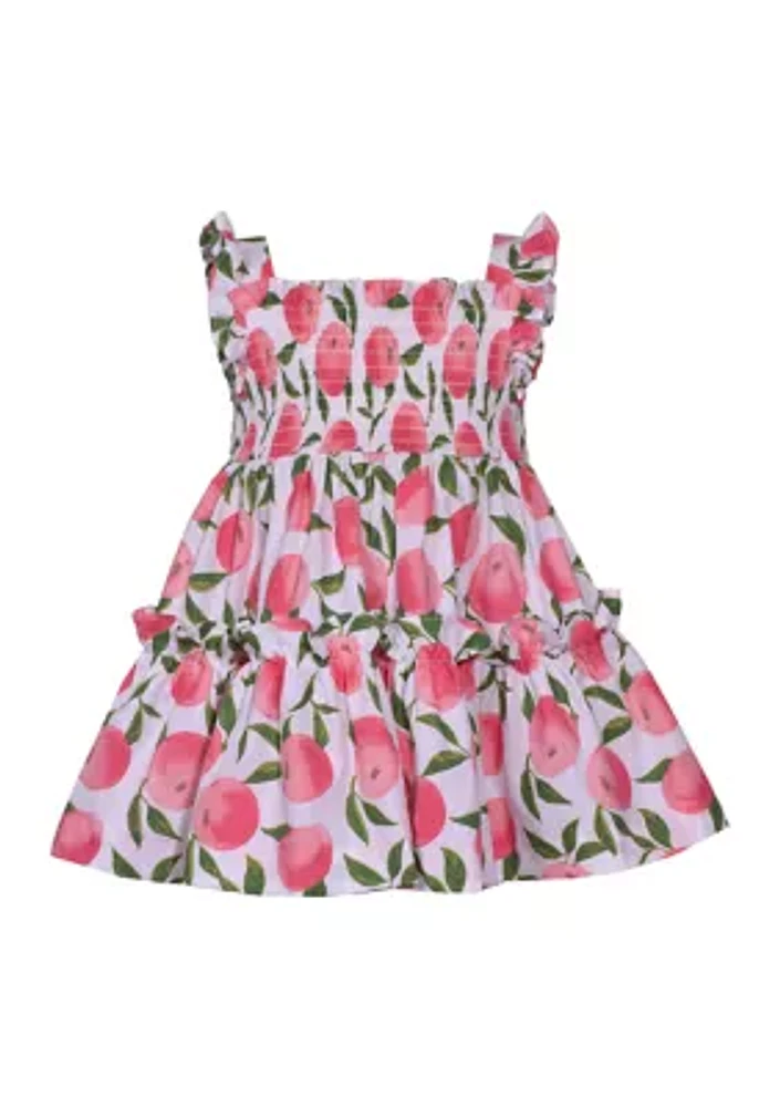 Baby Girls Flutter Sleeve Smocked Peach Dress