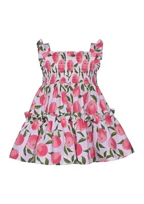 Baby Girls Flutter Sleeve Smocked Peach Dress