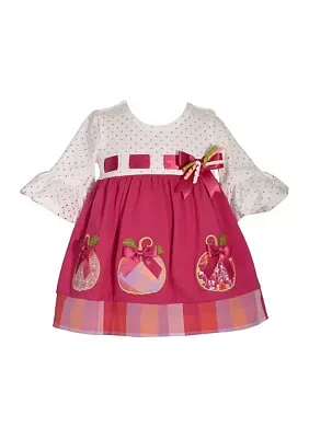 Toddler Girls 3/4 Sleeve Foil Dot Pumpkin Dress