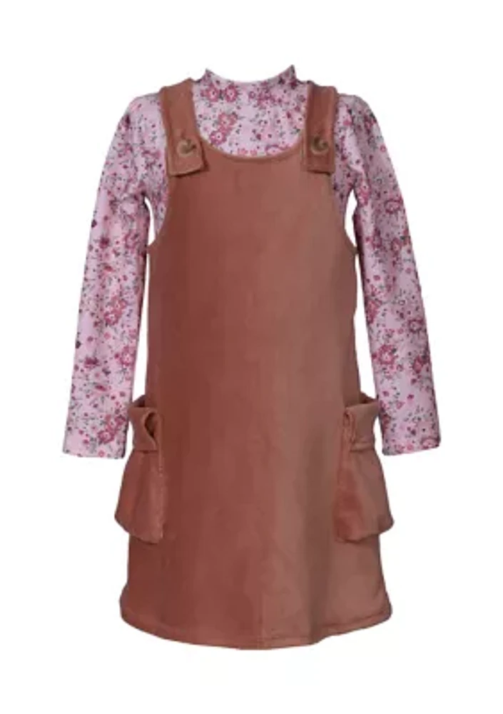 Baby Girls Jumper Dress with Printed Top