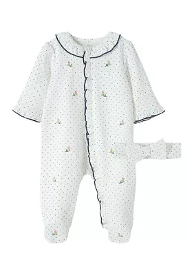 Baby Girls Footie and Headband Set