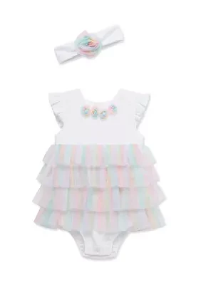 Baby Girls Rainbow Popover with Headband