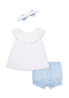 Baby Girls Floral Border Sunsuit with Headband