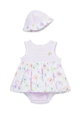 Baby Girls Butterflies Popover with Hat