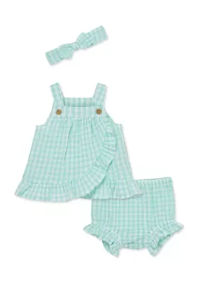 Baby Girls Check Sunsuit with Headband