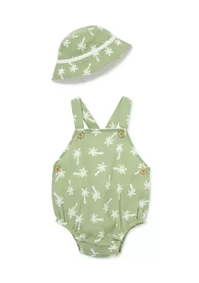 Baby Girls Palms Sunsuit with Hat