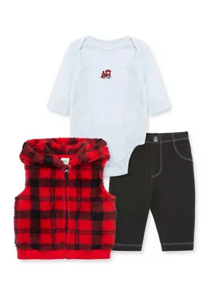 Baby Boys Plaid 3 Piece Vest Set