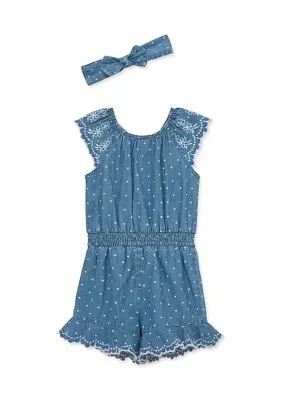 Baby Girls Chambray Woven Romper