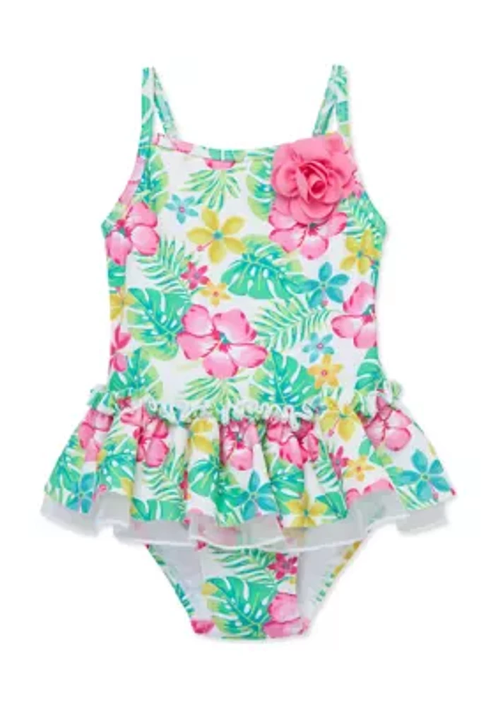 Baby Girls Tropical Printed Swimsuit