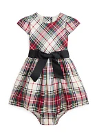 Baby Girls Plaid Twill Dress & Bloomer