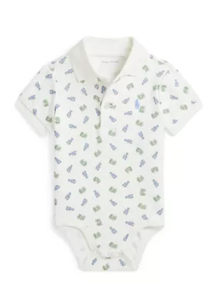 Baby Boys Crab Print Soft Cotton Polo Bodysuit