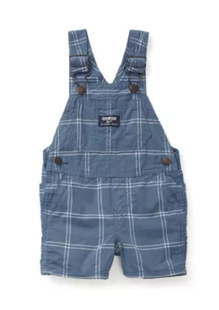 Baby Boys Windowpane Printed Woven Shortall