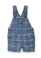 Baby Boys Windowpane Printed Woven Shortall