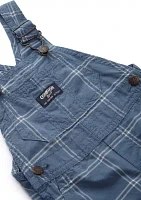 Baby Boys Windowpane Printed Woven Shortall