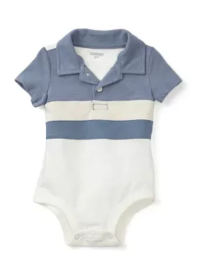 Baby Boys Knit Stripe Polo Bodysuit