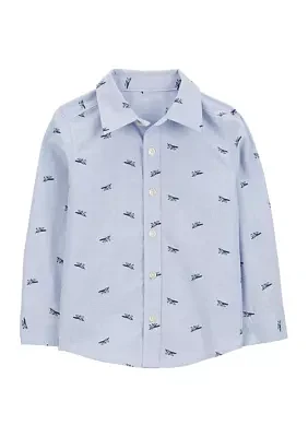 Toddler Boys Long Sleeve Woven Top