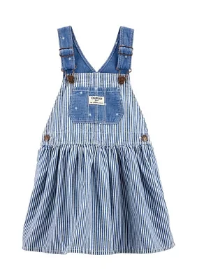 Toddler Girls Striped Cotton Chambray Jumper Dress