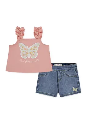 Baby Girls Ruffle Strap Tank and Short Set