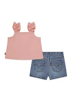 Baby Girls Ruffle Strap Tank and Short Set