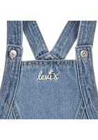 Toddler Girls Printed Pinafore Top and Denim Dress Set