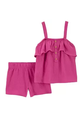 Baby Girls Sleeveless Gauze Shorts Set